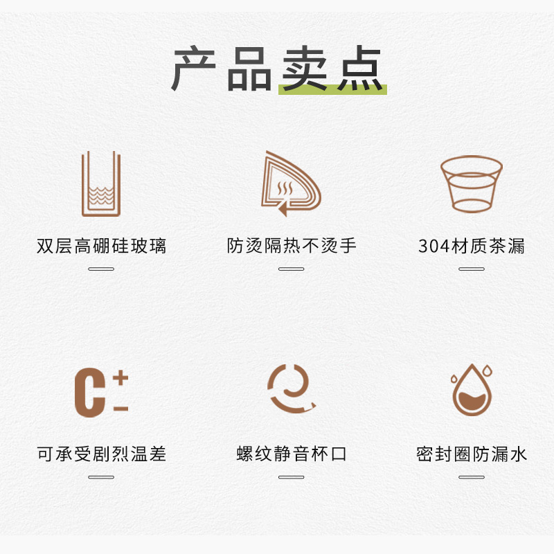 fuguang fga double-layer glass men and women business large-capacity tea cup with lid portable transparent water cup customization