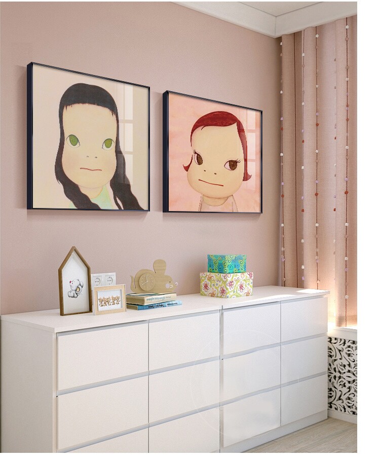 奈良美智装饰画日本卡通梦游娃娃挂画客厅儿童房卧室床头墙面壁画