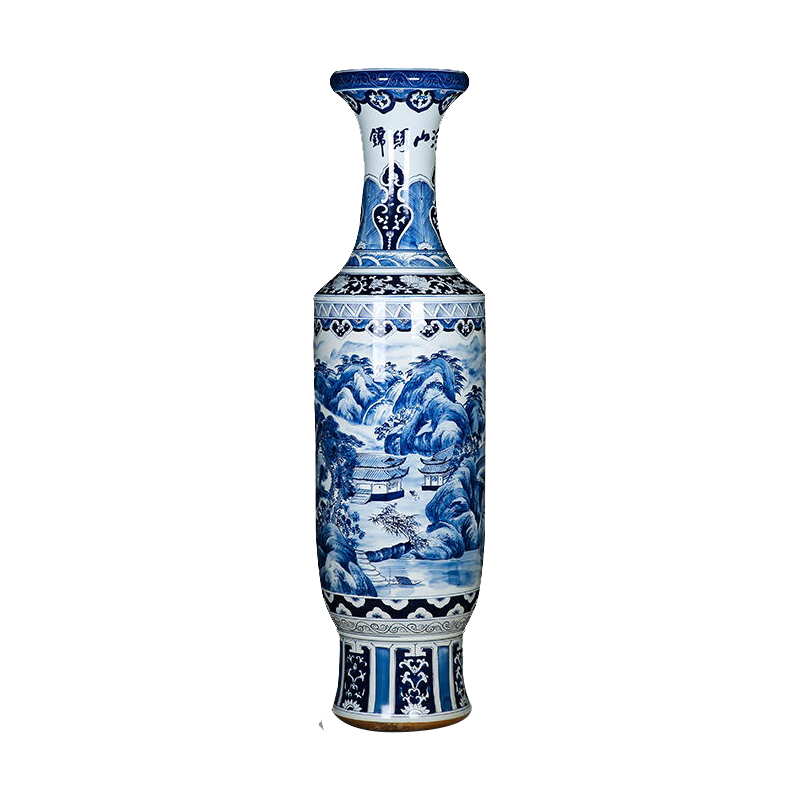 Big blue and white porcelain and hand made splendid sunvo jingdezhen ceramic vase opening hotel Chinese penjing admiralty bottle