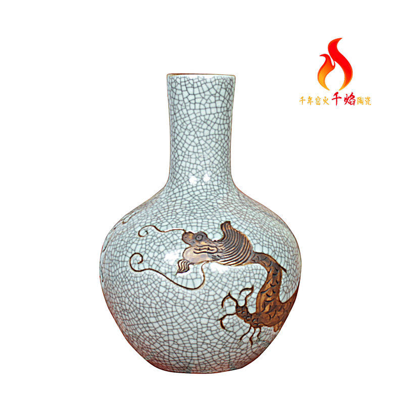 Jingdezhen ceramic vases, antique up on crackle dragon tree Chinese handicraft furnishing articles in the living room