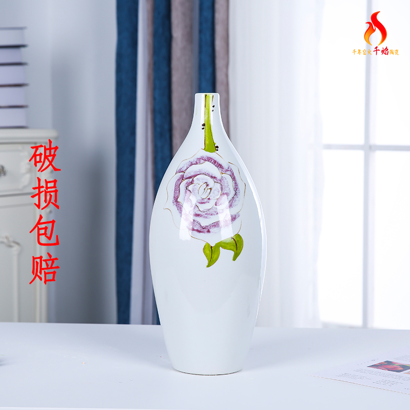 Jingdezhen ceramics hand - made desktop vase peony modern Chinese style is contracted sitting room decoration fashion furnishing articles study