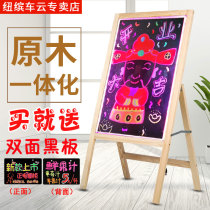 Newbin solid wood charging LED integrated luminous billboard Milk tea shop hanging wall promotion Vertical installation-free flash electronic luminous fluorescent plate