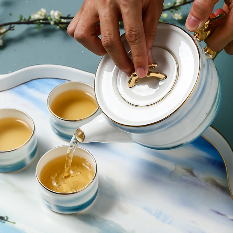 Tea set household contracted style ipads China Tea Tea with Tea tray was wedding gifts