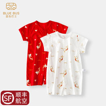 Newborn baby clothes National wind summer full moon clothes Thin section 100 days men and women baby year-old dress one-piece summer clothes