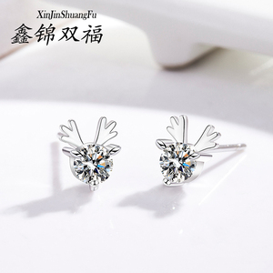 麋鹿耳钉女2019新款潮网红纯银一鹿有你520情人节礼物送女友饰品