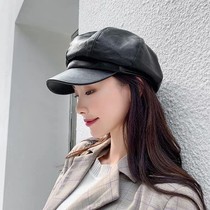 PU Cortex Anise Cap Children Autumn winter Inlentide Man Han Edition Spring and Autumn Fashion 100 lap leather cap Duck Tongues Berets