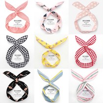 Korean version of iron wire hair with female head stirrup card sweet and beautiful hair accessories 100 hitch hoop childrens head with cute rabbit ears