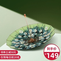 Sun umbrella womens 16 broken folding sunshade sunscreen umbrella upf50 anti-UV barometer rain dual-purpose strong umbrella large