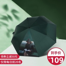 Sun umbrella womens black plastic sunshade sunscreen umbrella upf50 anti-UV simple sun umbrella lightweight folding retro wind