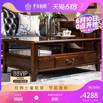American countryside solid wood tea table TV cabinet minimalist style guest house furniture combined retro coffee table tea table tea table