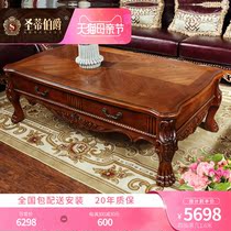 Luxurious American solid wood tea table TV cabinet European-style furniture suit combined living room tea water table coffee table 1 6 m