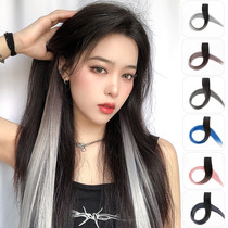 Hanging ear-dyed wig piece One-piece seamless color hair extension piece Female long hair gradient natural hair piece highlighting wig strip