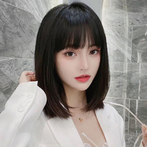 Wig Female short hair Real hair comic bangs Medium long hair All true from natural girl full head cover clavicle hair