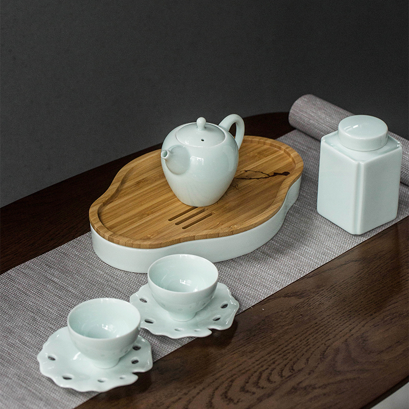 On fuvi teapot thin body celadon Japanese manual contracted kung fu office tea cyan porcelain tea set