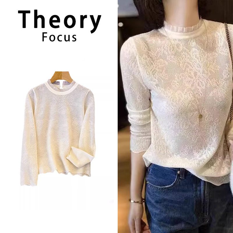 Lego retro lace Theory Focus little shirt temperament underfloor hitch white lace jersey woman-Taobao