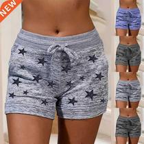 2022 Women Shorts Women High Waist Cats Claw Print Drawstrin