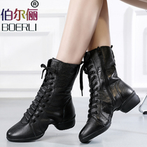 Beral Lady dance shoes womens autumn winter adult square dance shoes with water soldiers dance boots female soft bottom genuine leather dancing shoes