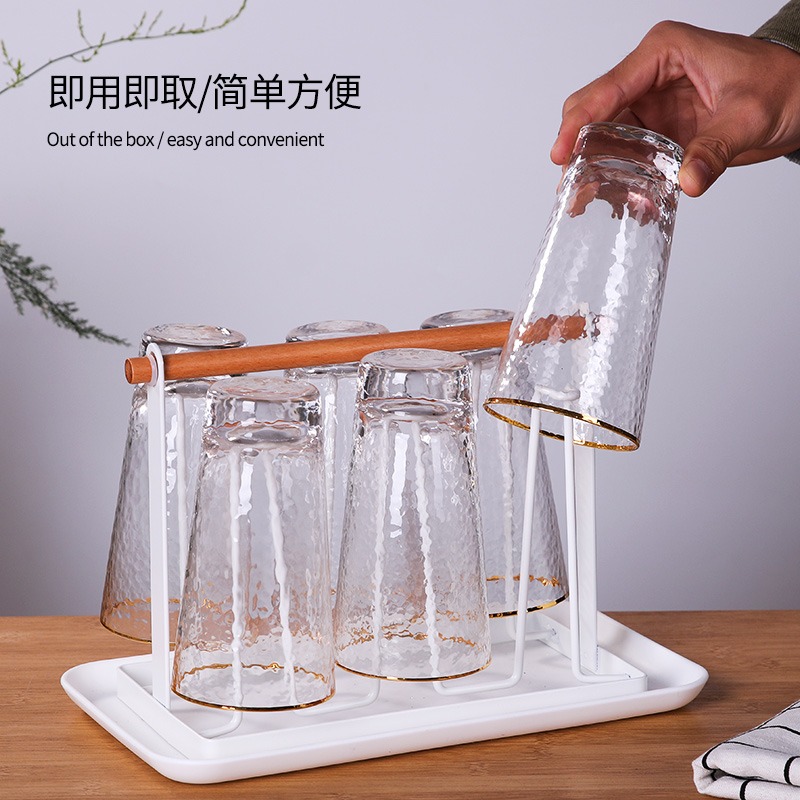 Glass cup frame Glass cup frame hanging rack cupholders receive drop creative household Glass shelf waterlogging under caused by excessive rainfall