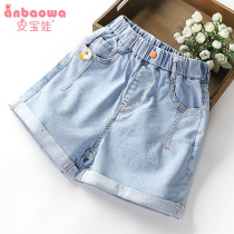 Girls denim shorts outerwear thin new foreign style summer children's clothing summer online red girls big girls pants loose