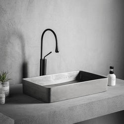 Wabi style rectangular above counter basin wash basin micro cement home balcony basin industrial style wash basin single basin