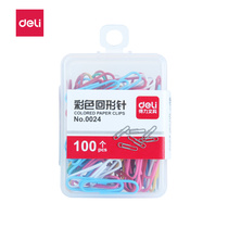 Deli stationery paper clip Office supplies Paper clip Return needle Binding supplies Color paper clip 100 pieces box Metal anti-rust creative bookmark round needle