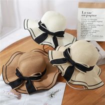 Fan-style straw hat big eatery sunscreen new 2020 net red fisherman women summer hat female summer butterflies knot sunbeds