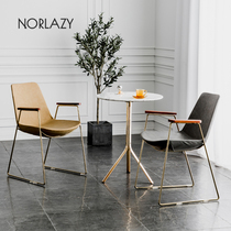 Nordic simple metal leather art dining chair Cafe casual negotiation armchair Restaurant Light luxury creative backrest chair