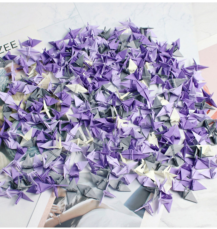 手工千纸鹤成品马卡龙渐变色七夕礼物生日婚庆纪念日场景布置装饰