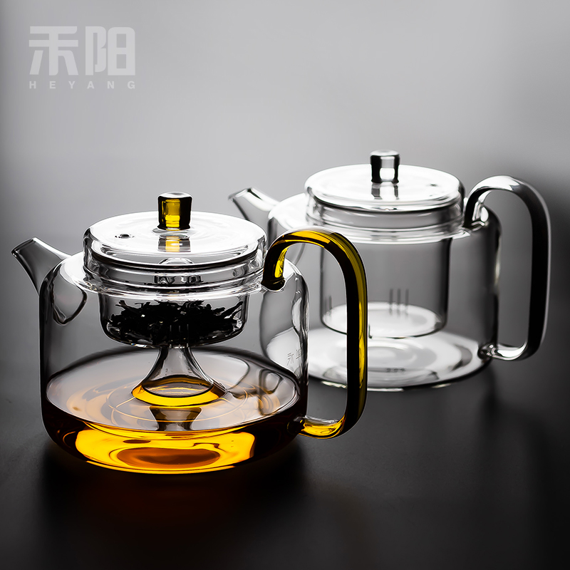 Send Yang glass teapot high - temperature teapot steamed filter tea glass teapot thickening heat - resistant single pot of flower pot