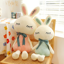Cute Scarf Love Rabbit Hugging Pillow Long Ears Rabbit Hair Suede Toy Girlfriend Birthday Present