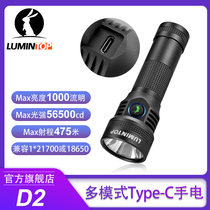Lei Ming Rabbit D2 flashlight compatible with 21700 18650 battery TYPE-C straight charging hand electric outdoor hiking