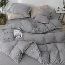 Spring autumn new soft four pieces of water washed cotton quilt cover single piece pure color quilt cover single double student bed bedding