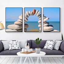 Sanlian decorative painting modern simple hanging painting sofa background wall murals frameless bedroom warm living room bedside hanging painting