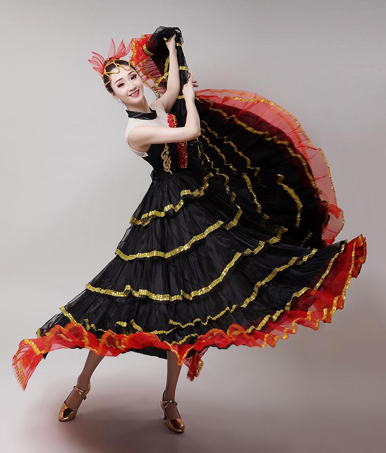 新款开场舞大摆裙西班牙斗牛舞蹈服女成人演出舞台表演服饰长裙子