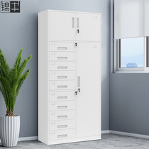 Steel partial 10 drawer cabinet drawer locker with lock multi-layer storage cabinet data file tin Cabinet Office low cabinet