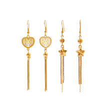 Xiuhe gold earrings sand gold ancient style does not fade gold plating simulation gold earrings double happiness Chinese wedding earrings