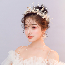 Bride headdress Korean natural dried flower gauze hairband beautiful hair accessories main wedding accessories Crown Super fairy