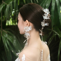 Transparent Floral flower Flowers Hair Accessories department Handmade Ears Hanging Bride Super Fairy Gown Personality Disc Hair Advanced Accessories