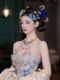 새로운 중국 스타일 틈새 틈새 파란색 손잡이 koi 신부 술 머리 액세서리 크리스탈 꽃 토스트 옷 Cheongam Headdress 새로운 중국 스타일 틈새 틈새 파란색 손잡이 koi 신부 술 머리 액세서리 크리스탈 꽃 토스트 옷 Cheongam Headdress