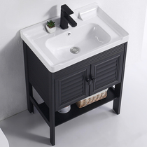Nordic Black Floor-Type Washbasin Cabinet Combined Washbasin Bathrooms Bath Cabinet Washing Terrace Basin Pool Small Family-free