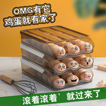 Fridge with loaded egg containing box Automatic rolling egg multilayer superimposed with cover shockproof and anti-fall plastic egg rack
