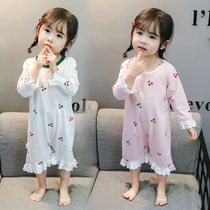 Girls' one piece pajamas spring autumn baby girl anti-kick pure cotton summer cute kids home clothes princess