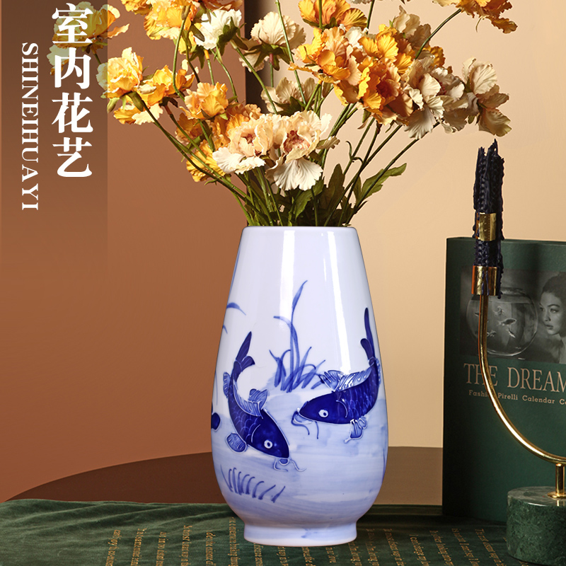 Jingdezhen ceramic hand - made anaglyph creative vase furnishing articles sitting room dry flower arranging flowers keep lucky bamboo Chinese style decoration