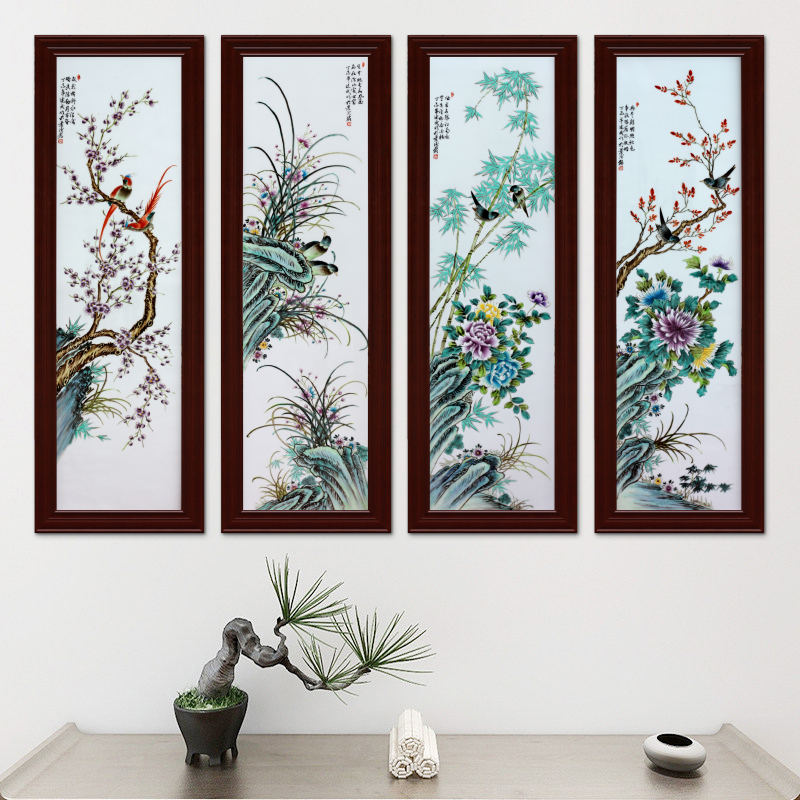 Jingdezhen ceramic famille rose porcelain plate painting the living room decoration by patterns porch study background wall mural that hang a picture