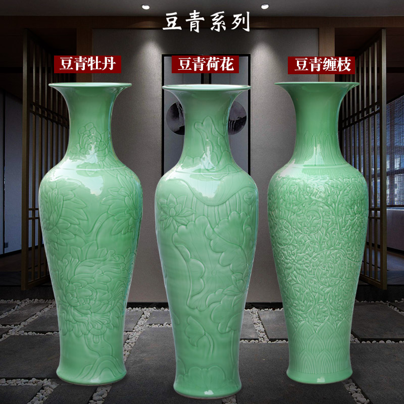 Jingdezhen ceramic film blue glaze of large vase household living room TV cabinet study contracted and I adornment is placed