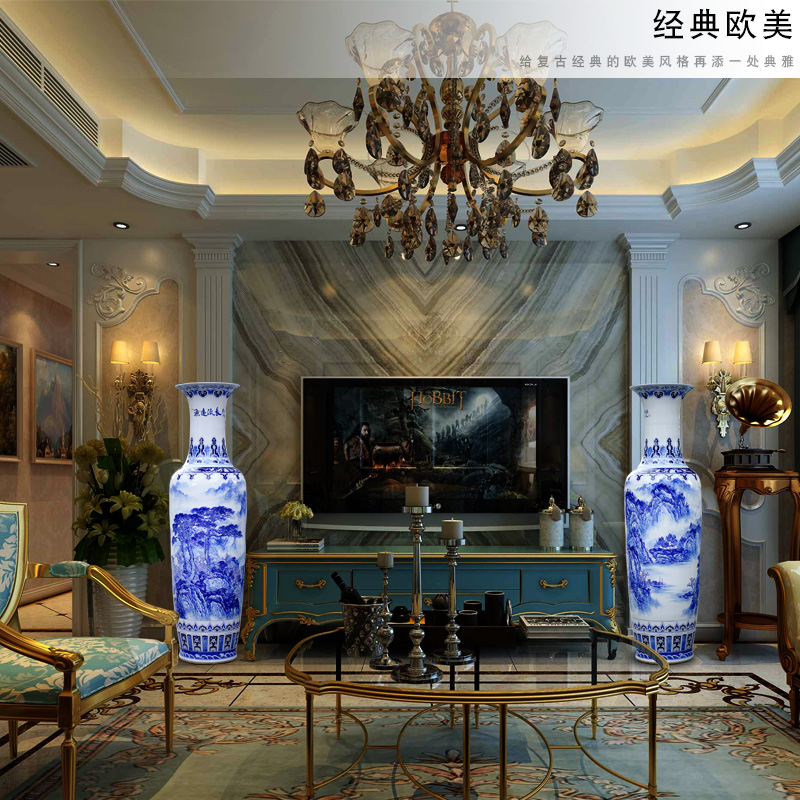 Jingdezhen blue and white porcelain painting has a long history of large vases, sitting room of Chinese style household ceramics furnishing articles ornaments