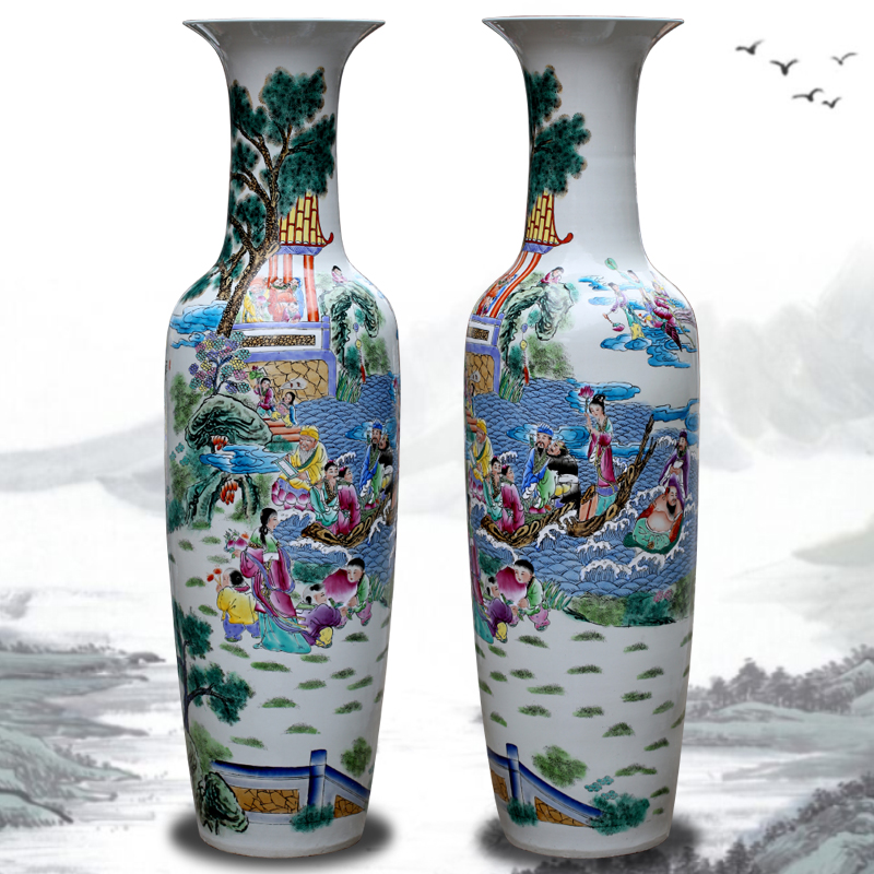 Jingdezhen ceramic vase of large hotels teahouse pastel large sitting room adornment porcelain furnishing articles