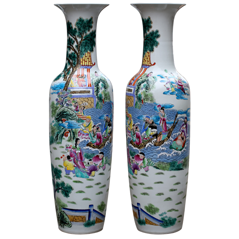 Jingdezhen ceramic vase of large hotels teahouse pastel large sitting room adornment porcelain furnishing articles