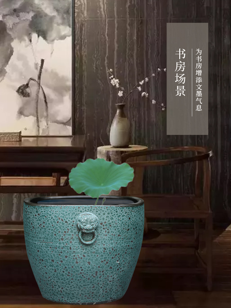 Jingdezhen ceramic aquarium archaize of new Chinese style the tortoise water lily cylinder sitting room porch courtyard classical decoration