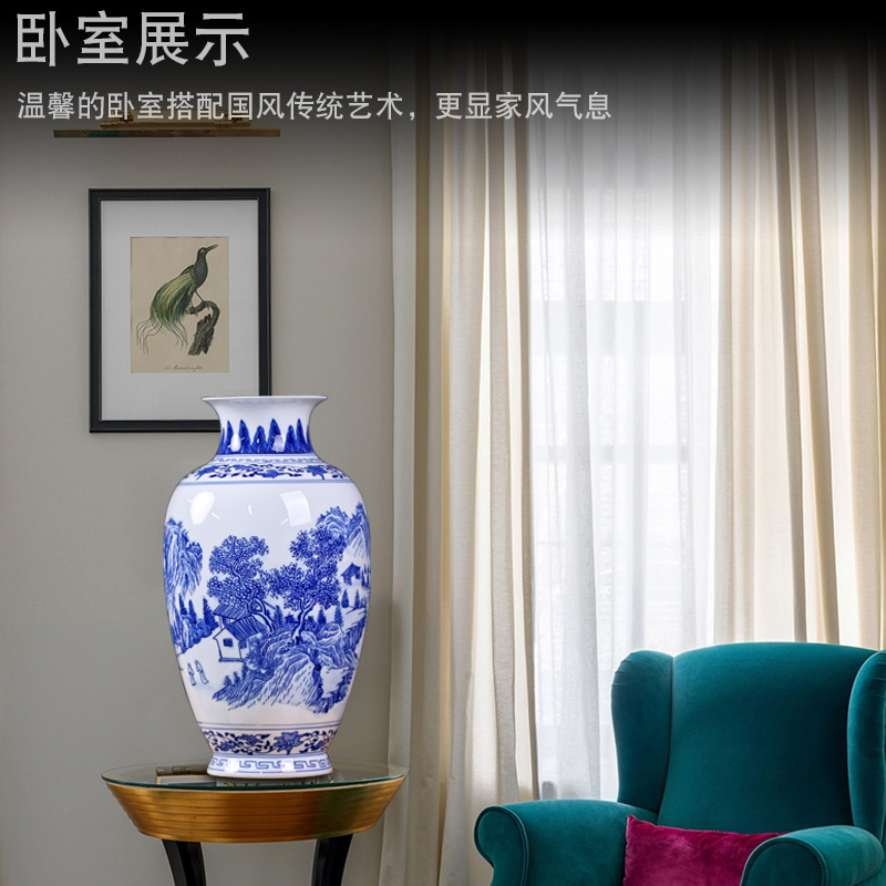 Mesa of jingdezhen blue and white porcelain painting flower vase sitting room rich ancient frame ceramic furnishing articles study ornaments